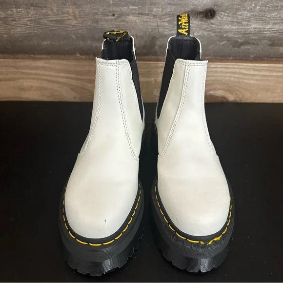 Dr Martens 2976 Quad Smooth Leather White Platform Chelsea Boots W7 hipster M6 - Picture 6 of 15